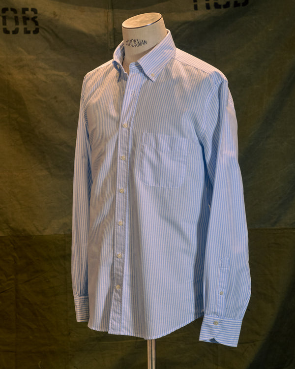 Shatsu Ichi Small Stripe Oxford Shirt Light Blue/White